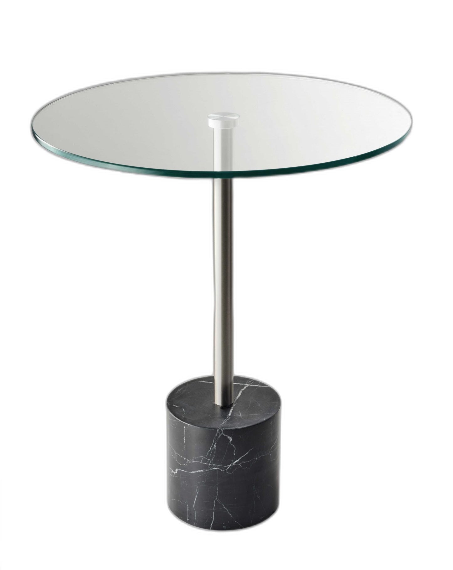 HomeRoots 21" Silver And Clear Glass Round End Table