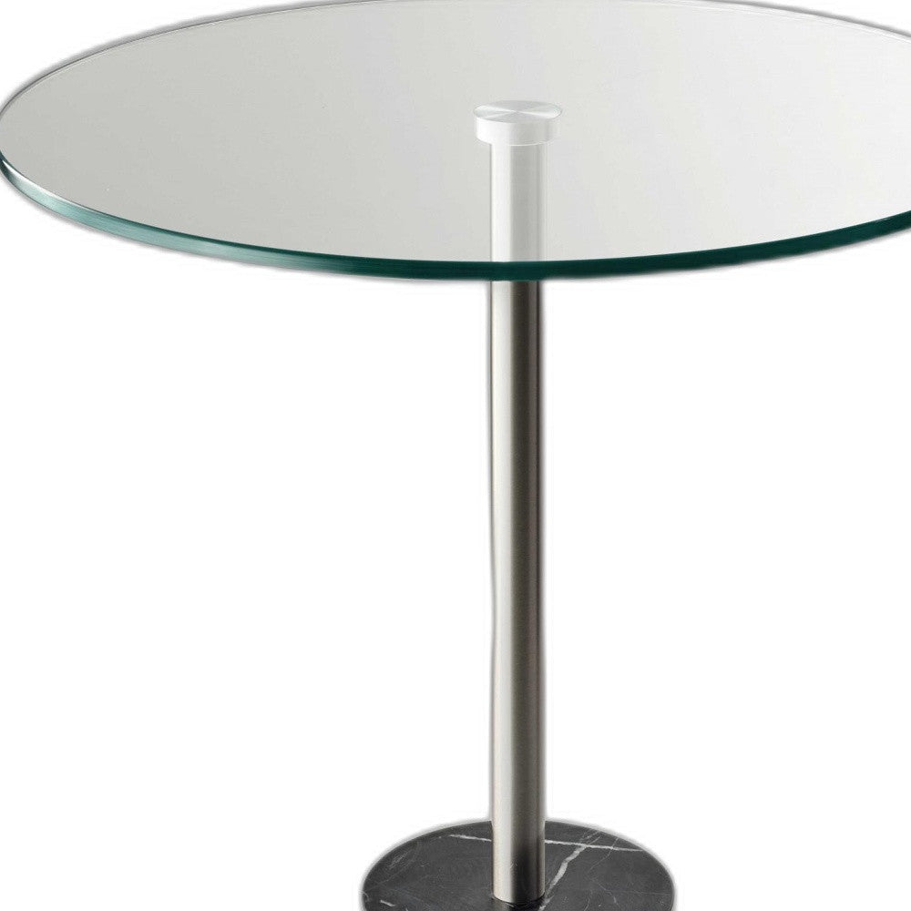 HomeRoots 21" Silver And Clear Glass Round End Table