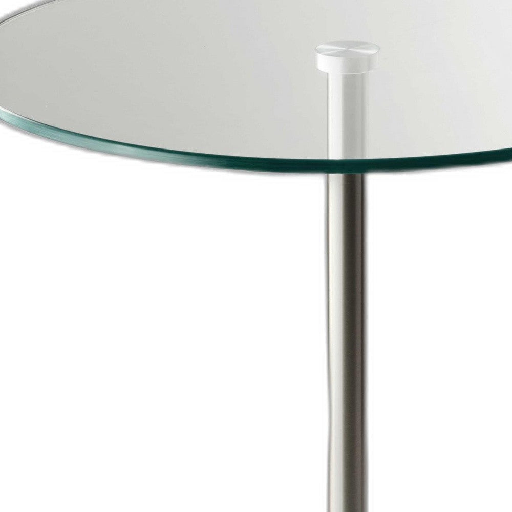 HomeRoots 21" Silver And Clear Glass Round End Table