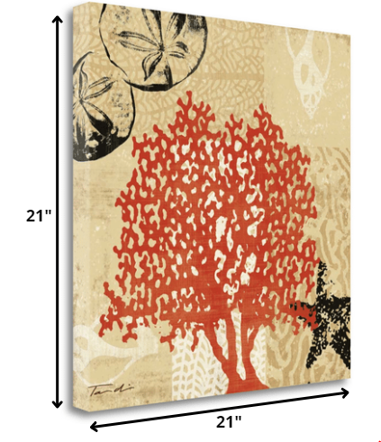 HomeRoots 21" Underwater Coral and Tan Beachy Background 1 Giclee Wrap Canvas Wall Art