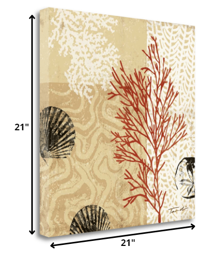 HomeRoots 21" Underwater Coral with Seashells and Sandollar 1 Giclee Wrap Canvas Wall Art