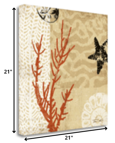 HomeRoots 21" Underwater Coral with Starfish and Sandollar 1 Giclee Wrap Canvas Wall Art