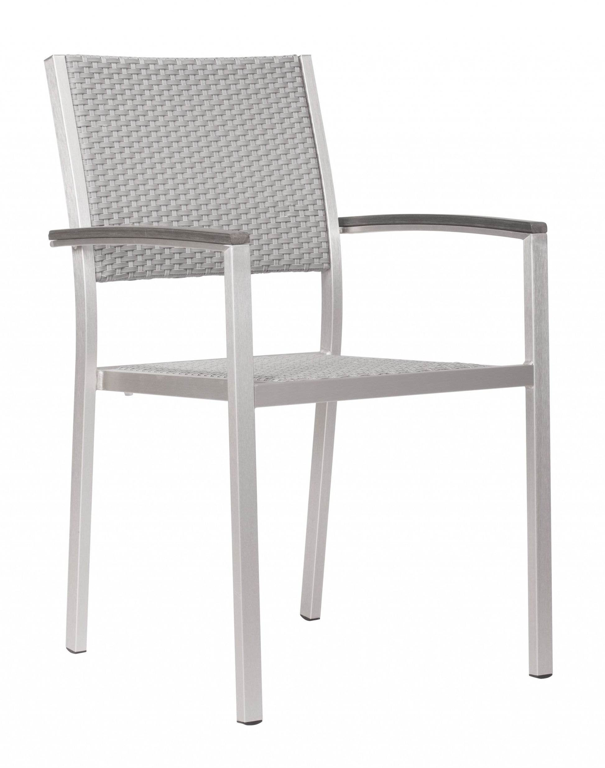HomeRoots 21" White Aluminum Arm Chair in Set Of Two