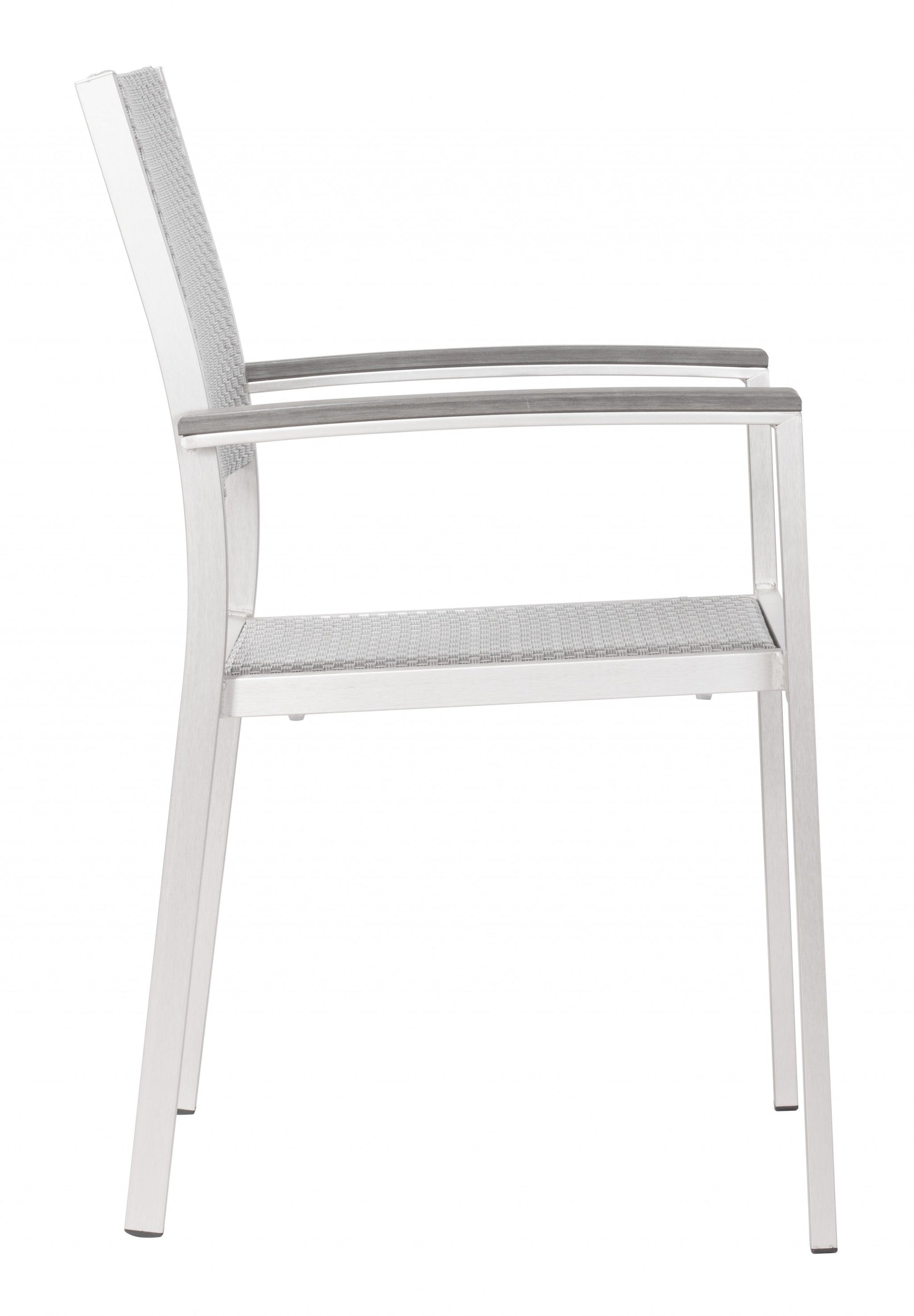 HomeRoots 21" White Aluminum Arm Chair in Set Of Two