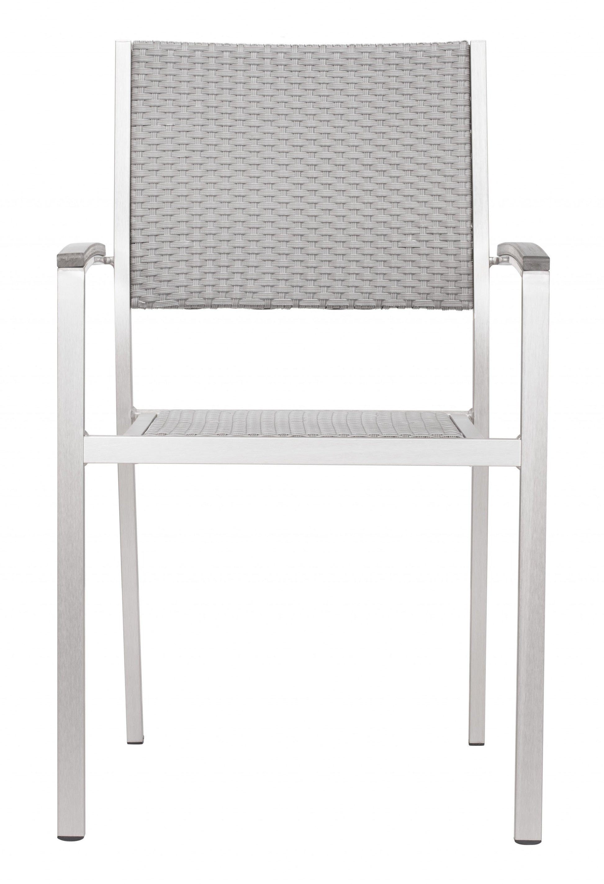 HomeRoots 21" White Aluminum Arm Chair in Set Of Two