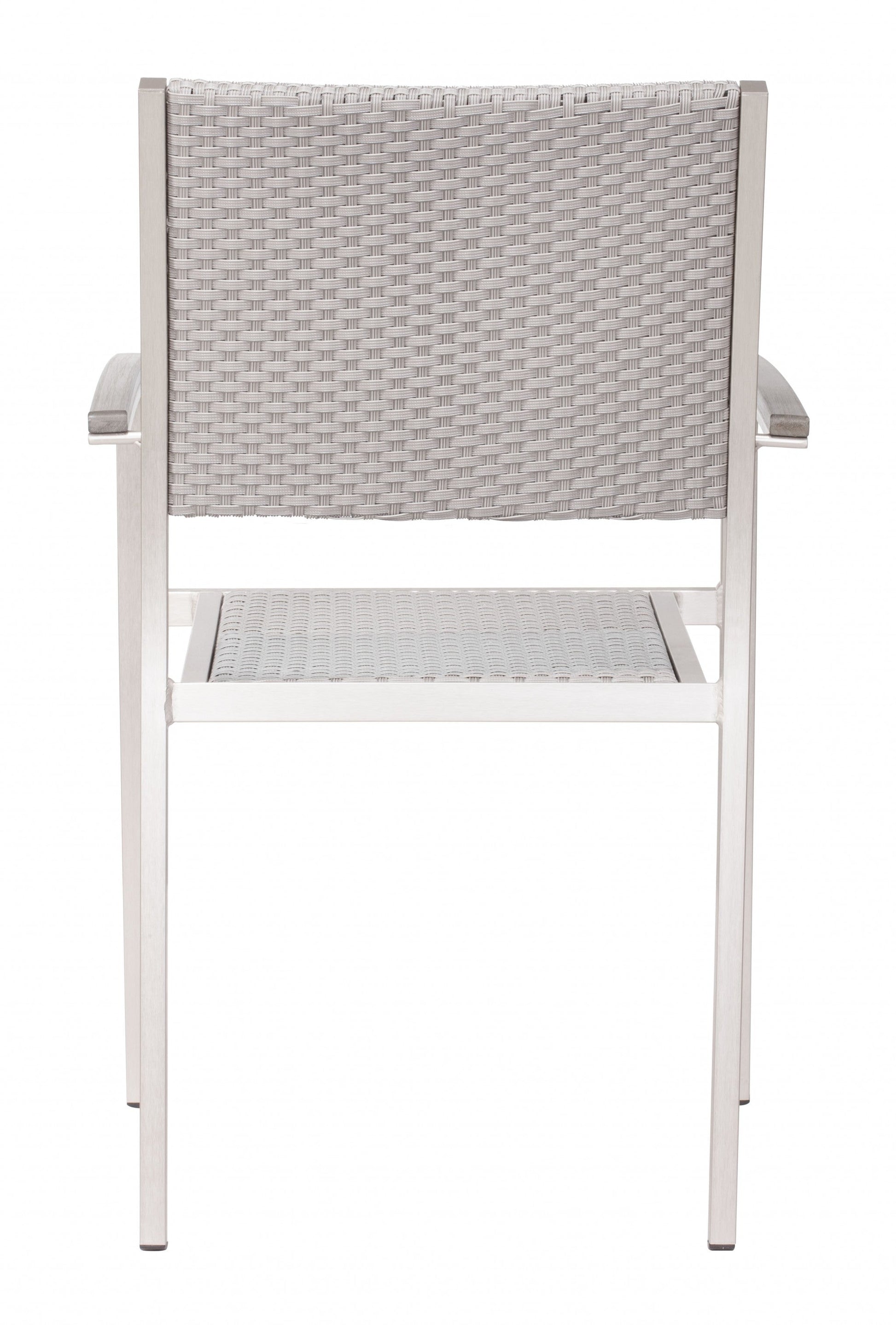 HomeRoots 21" White Aluminum Arm Chair in Set Of Two