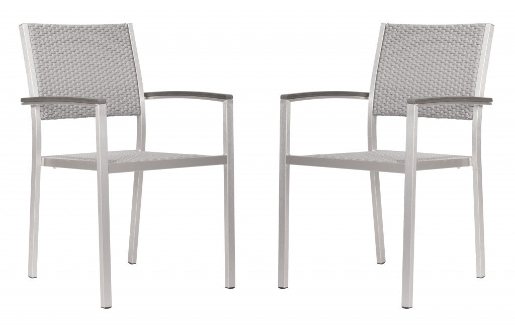 HomeRoots 21" White Aluminum Arm Chair in Set Of Two