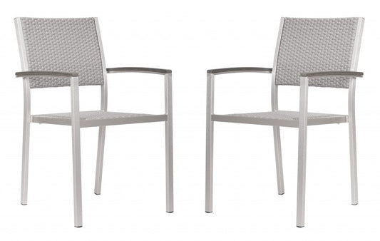 HomeRoots 21" White Aluminum Arm Chair in Set Of Two