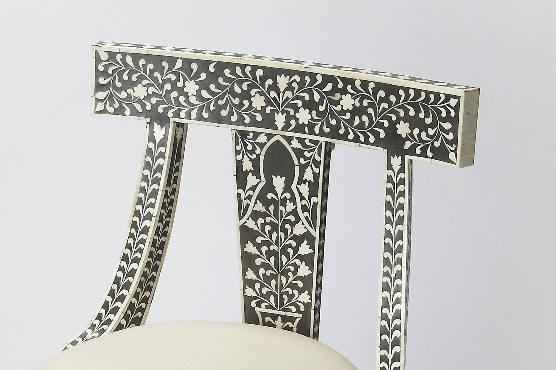 HomeRoots 21" White Fabric Side Chair With Bone and Black Finish