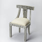 HomeRoots 21" White Fabric Side Chair With Bone and Black Finish
