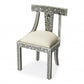 HomeRoots 21" White Fabric Side Chair With Bone and Black Finish