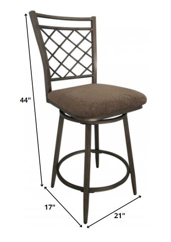 HomeRoots 21' x 17' x 44' 2-Piece Fabric And Antique Swivel Bar Chair