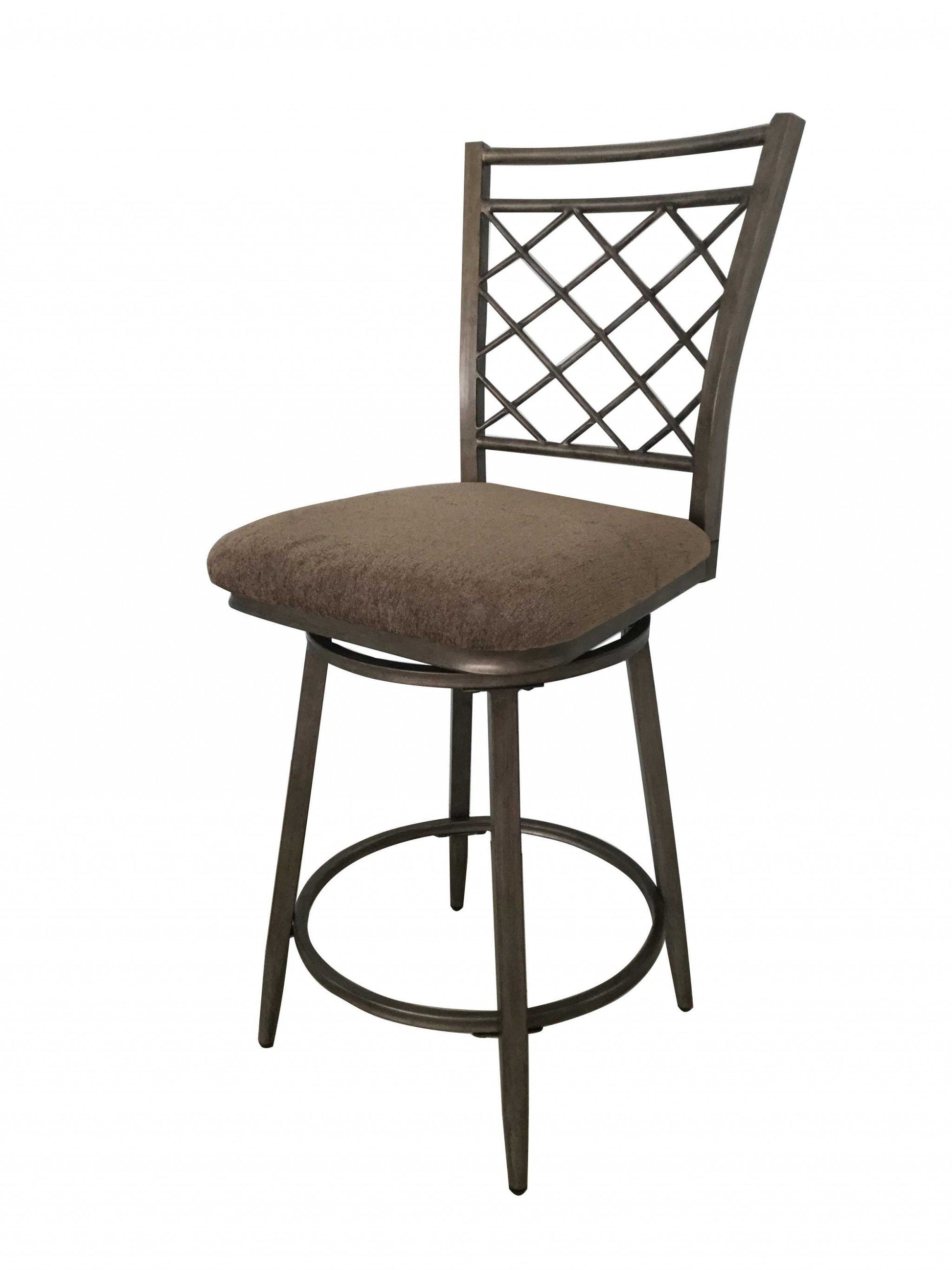 HomeRoots 21' x 17' x 44' 2-Piece Fabric And Antique Swivel Bar Chair