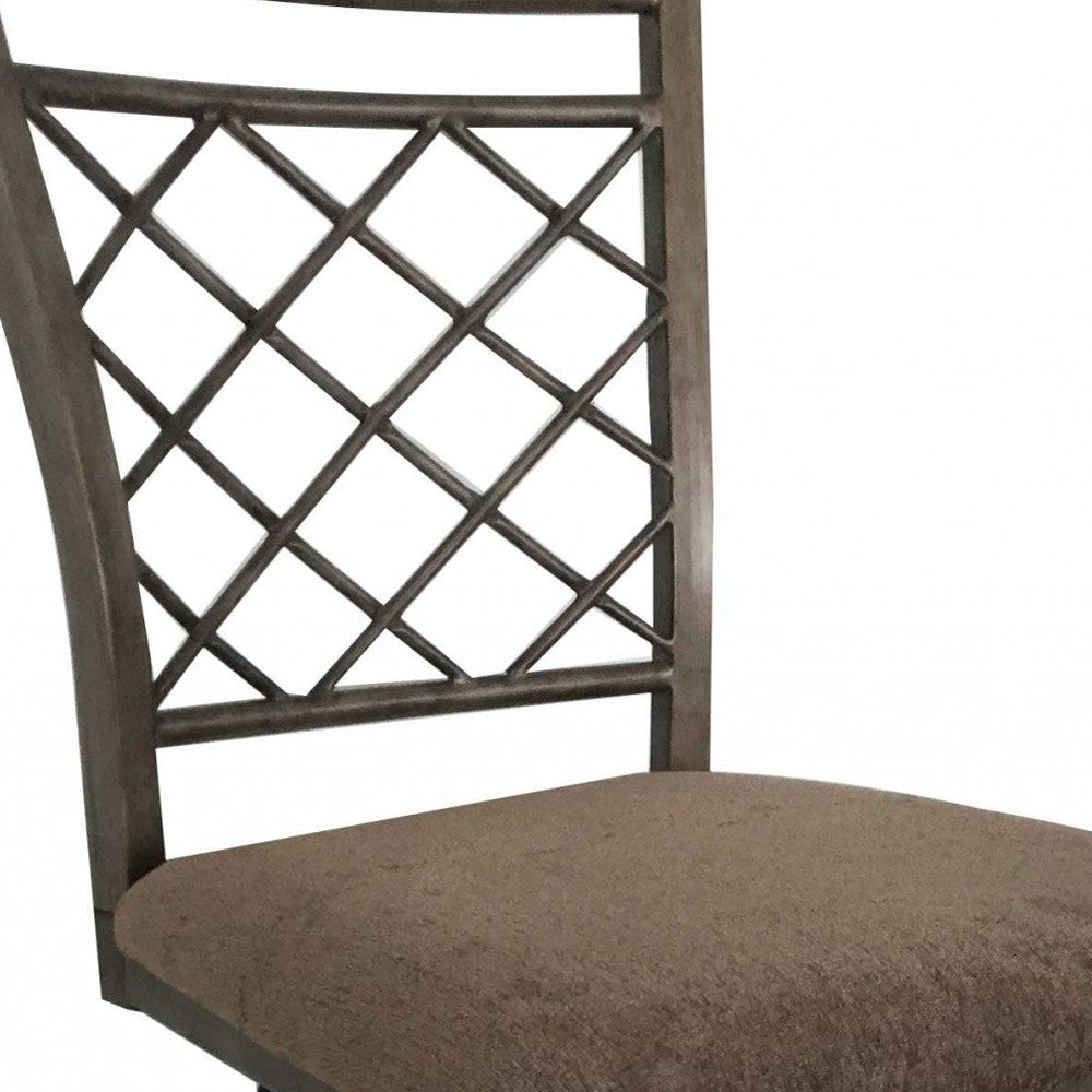 HomeRoots 21' x 17' x 44' 2-Piece Fabric And Antique Swivel Bar Chair