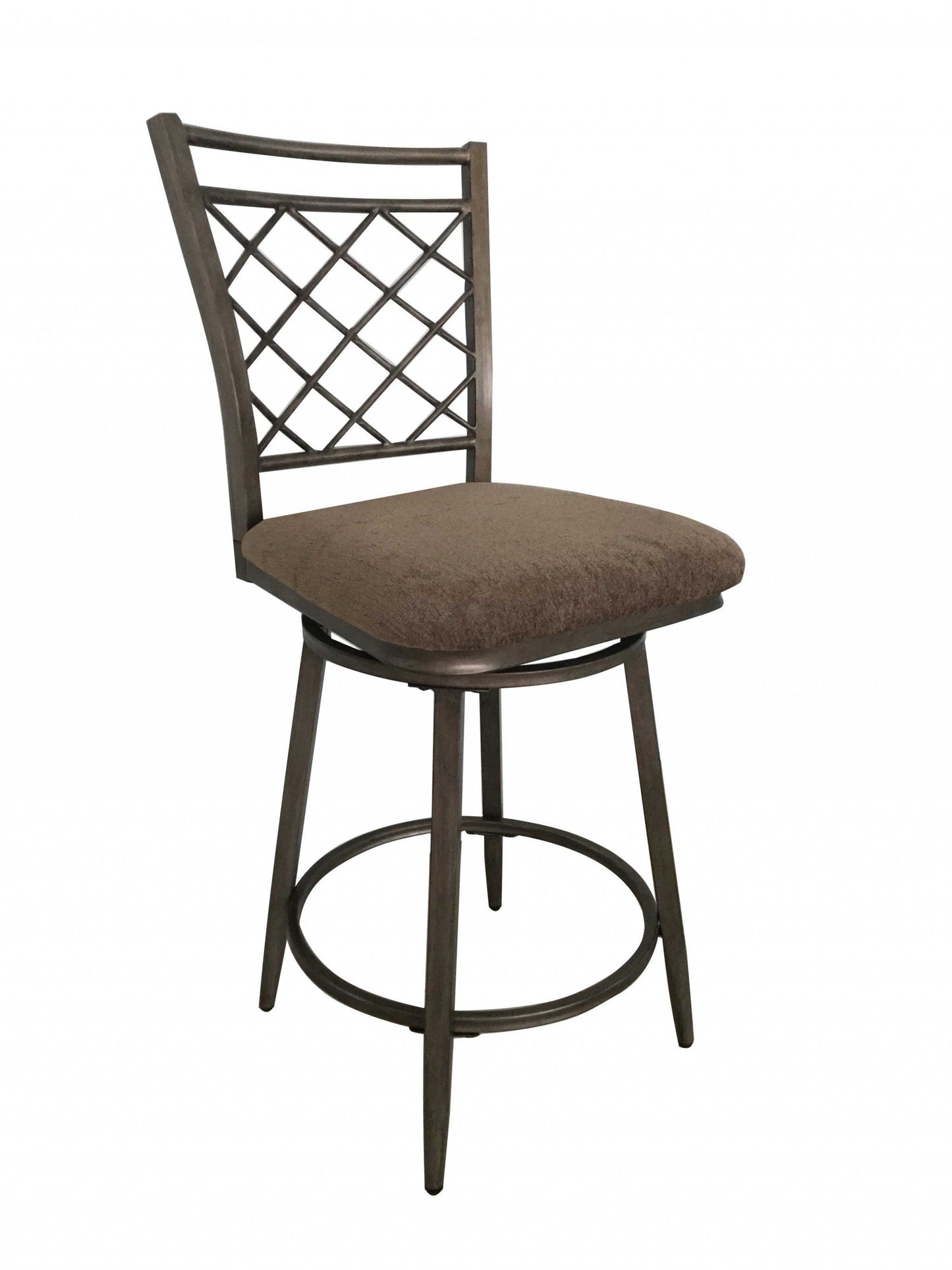 HomeRoots 21' x 17' x 44' 2-Piece Fabric And Antique Swivel Bar Chair