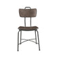 HomeRoots 21" x 18" x 37" Walnut Wood and Black Metal Base Side Chair in Set of Two