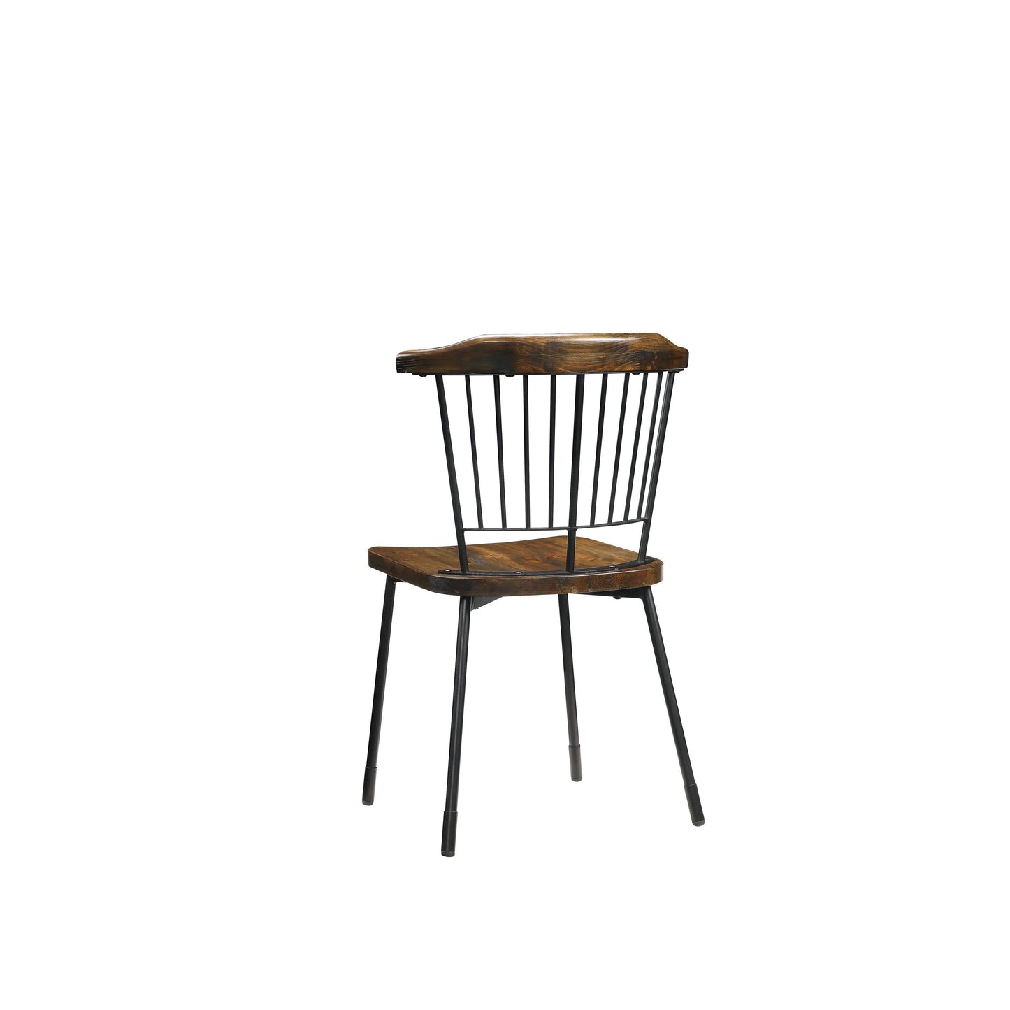 HomeRoots 21" x 19" x 32" Brown Oak Wood With Black Metal Base Side Chair in Set of Two