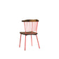 HomeRoots 21" x 19" x 32" Brown Oak Wood With Red Metal Base Side Chair in Set of Two