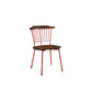 HomeRoots 21" x 19" x 32" Brown Oak Wood With Red Metal Base Side Chair in Set of Two