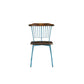 HomeRoots 21" x 19" x 32" Brown Oak Wood With Teal Metal Side Chair in Set of Two