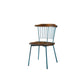 HomeRoots 21" x 19" x 32" Brown Oak Wood With Teal Metal Side Chair in Set of Two