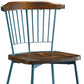 HomeRoots 21" x 19" x 32" Brown Oak Wood With Teal Metal Side Chair in Set of Two