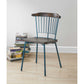 HomeRoots 21" x 19" x 32" Brown Oak Wood With Teal Metal Side Chair in Set of Two