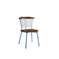 HomeRoots 21" x 19" x 32" Brown Oak Wood With Teal Metal Side Chair in Set of Two