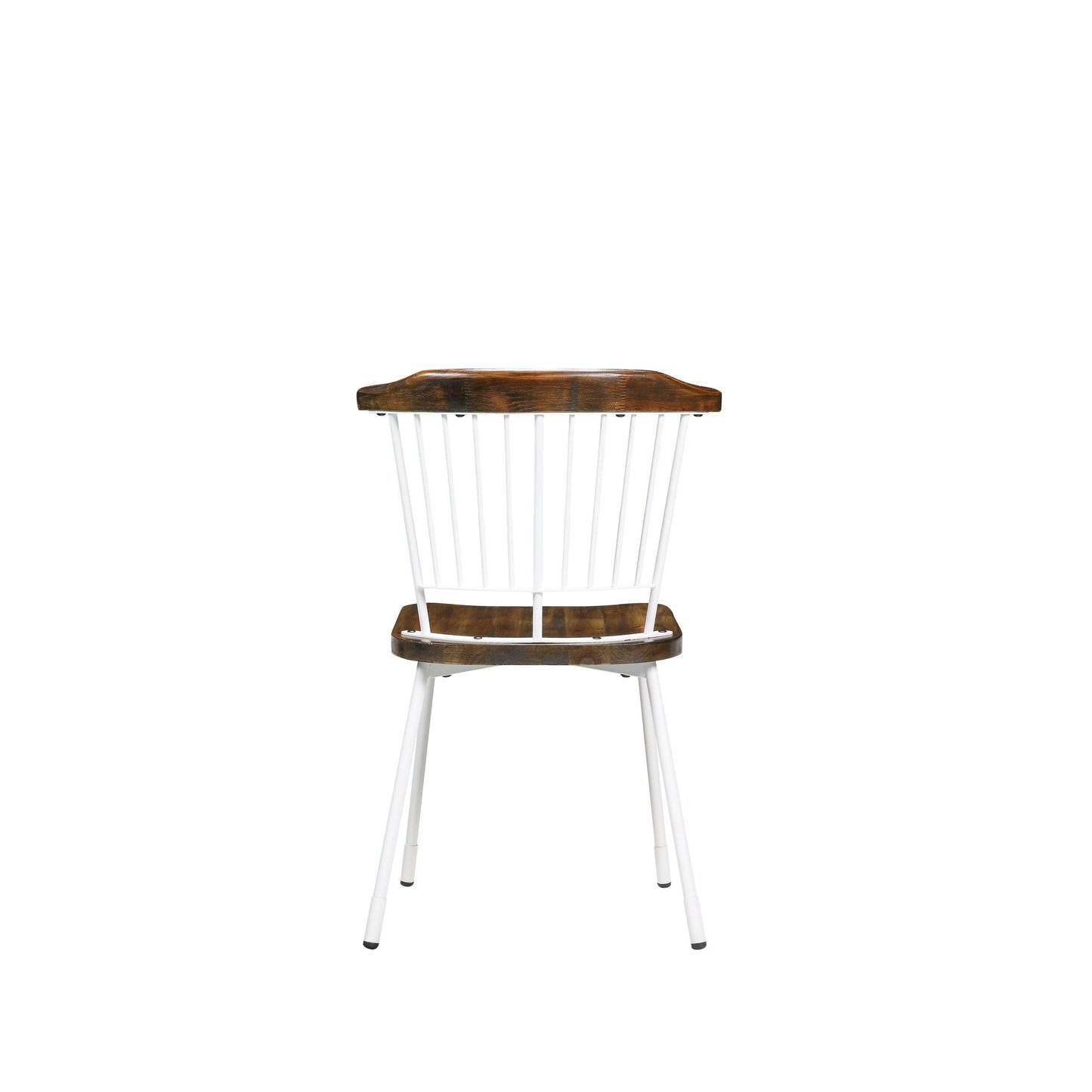 HomeRoots 21" x 19" x 32" Brown Oak Wood With White Metal Base Side Chair in Set of Two