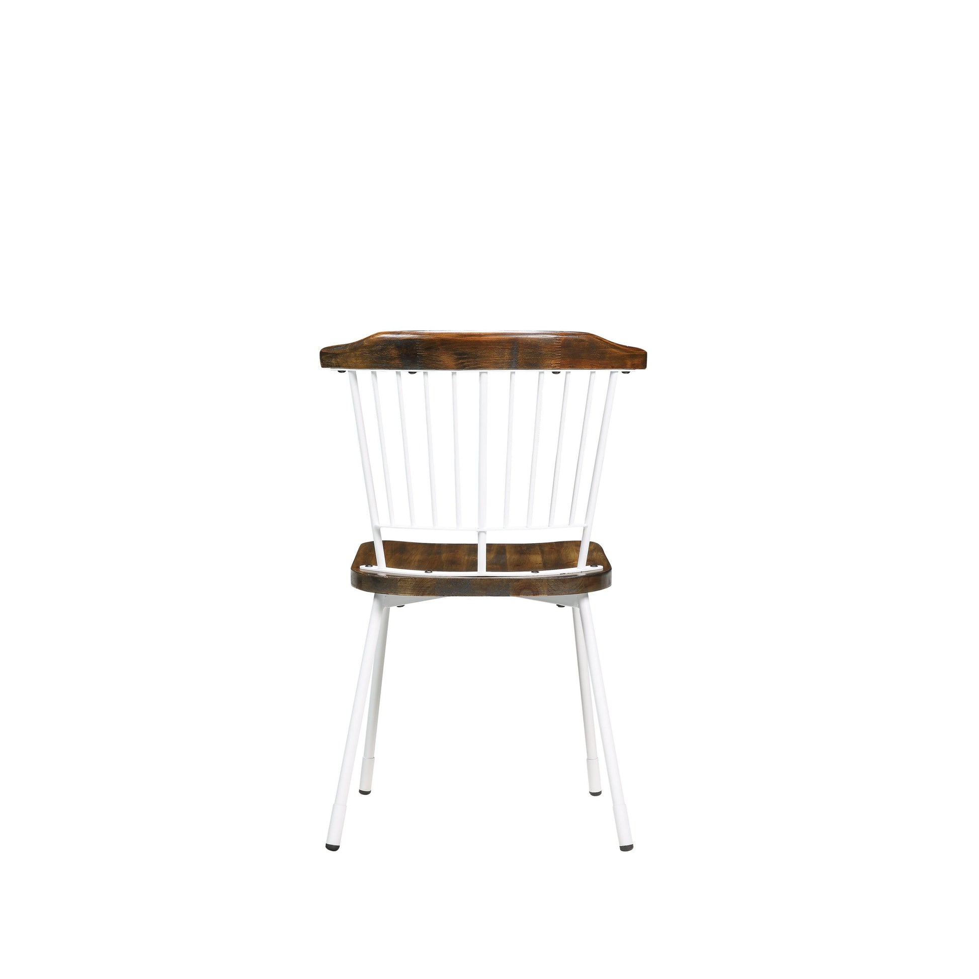 HomeRoots 21" x 19" x 32" Brown Oak Wood With White Metal Base Side Chair in Set of Two