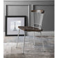 HomeRoots 21" x 19" x 32" Brown Oak Wood With White Metal Base Side Chair in Set of Two