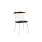 HomeRoots 21" x 19" x 32" Brown Oak Wood With White Metal Base Side Chair in Set of Two