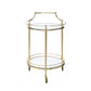 HomeRoots 21" x 20" x 31" Gold And Clear Glass Serving Cart