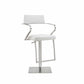 HomeRoots 21 x 20 x 36-46 White Stainless Steel Bar Stool
