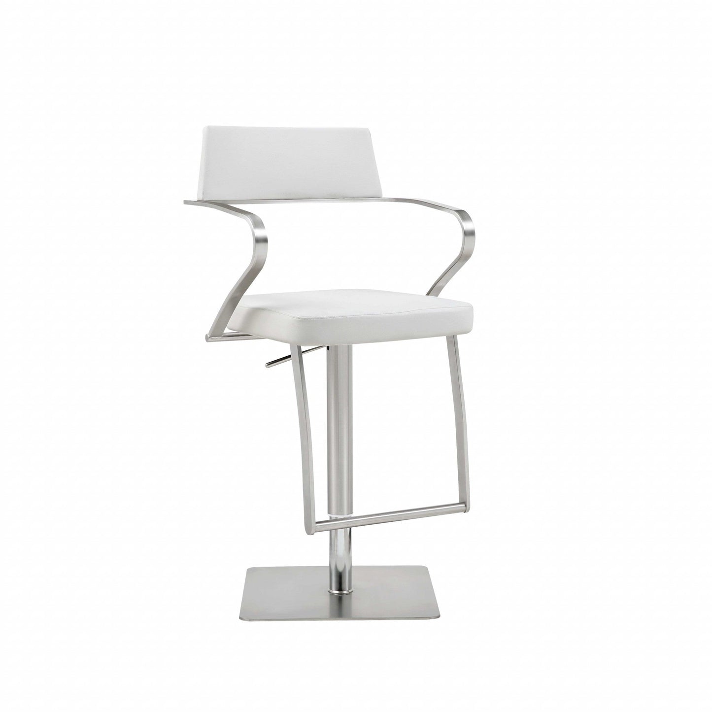 HomeRoots 21 x 20 x 36-46 White Stainless Steel Bar Stool