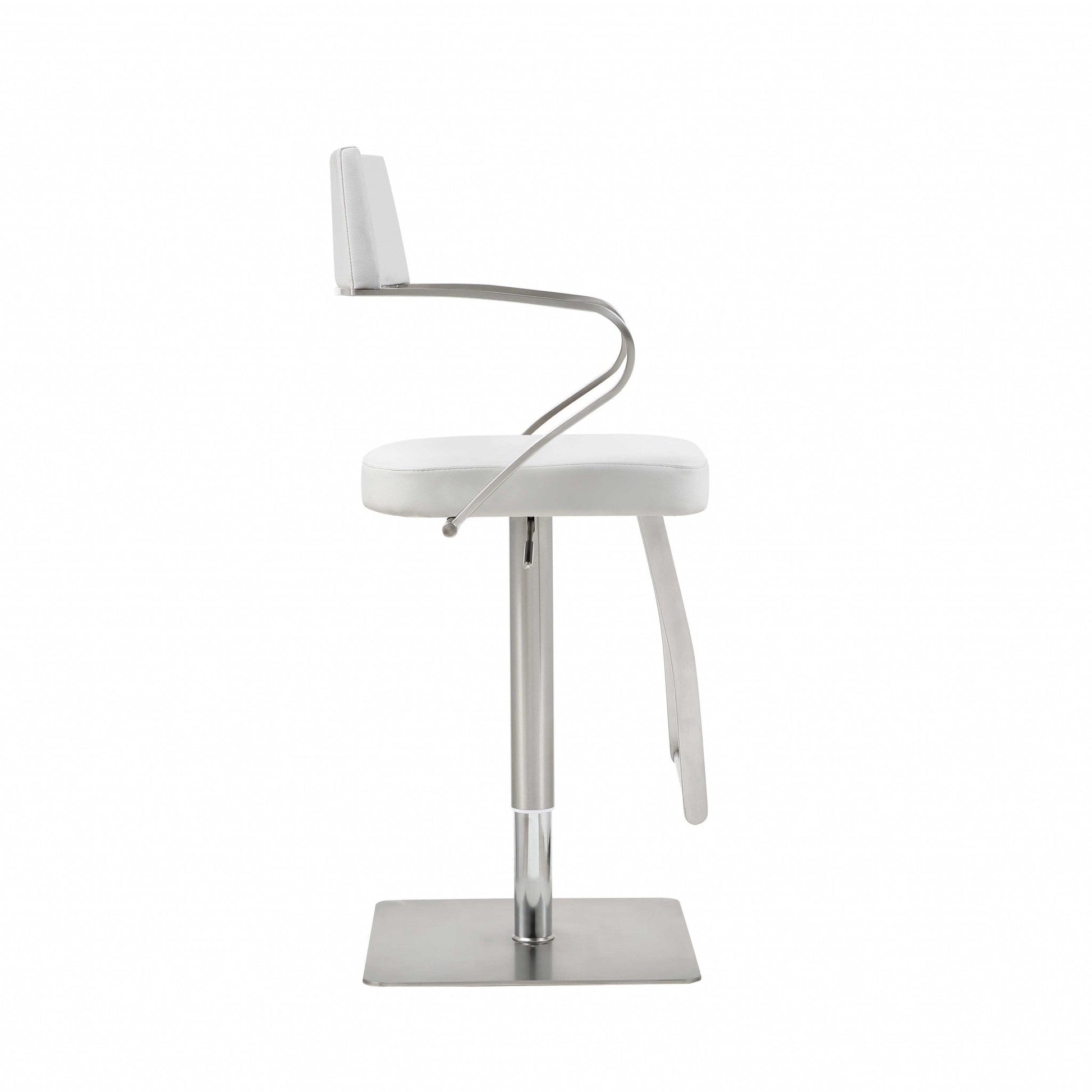 HomeRoots 21 x 20 x 36-46 White Stainless Steel Bar Stool