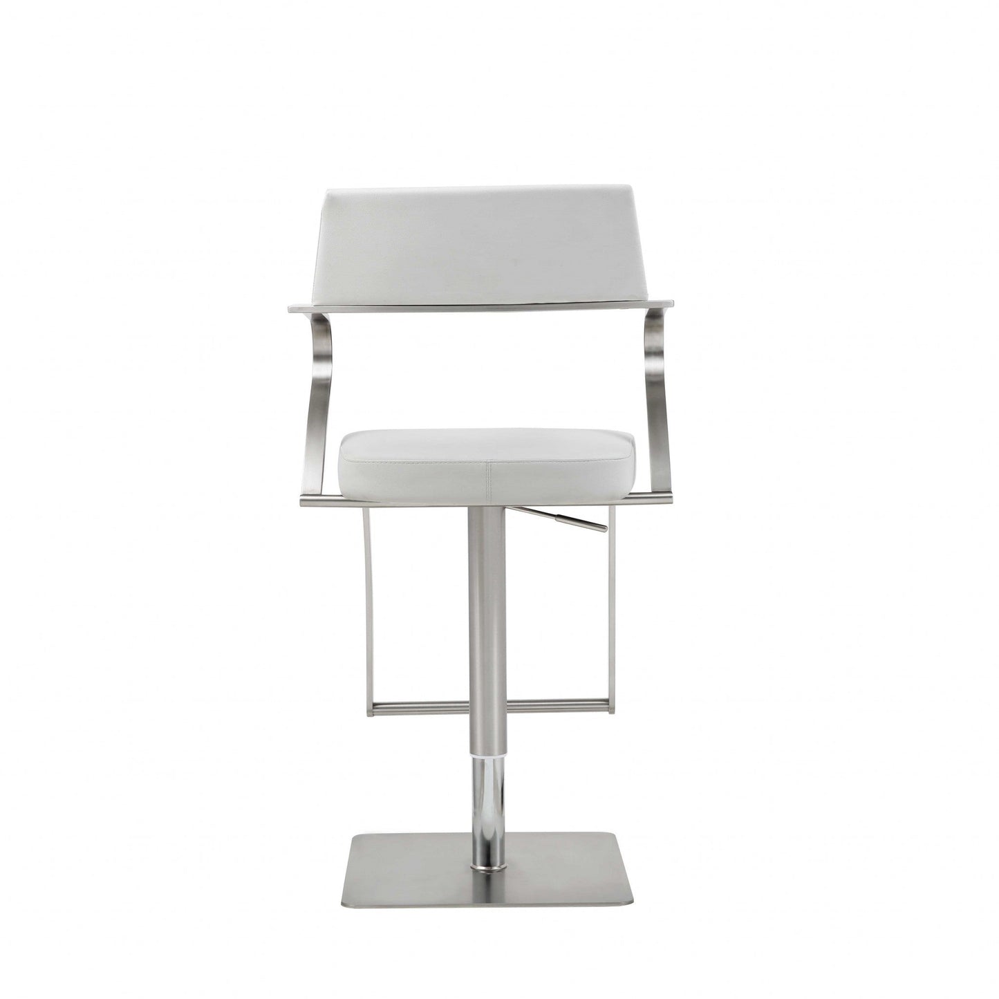 HomeRoots 21 x 20 x 36-46 White Stainless Steel Bar Stool