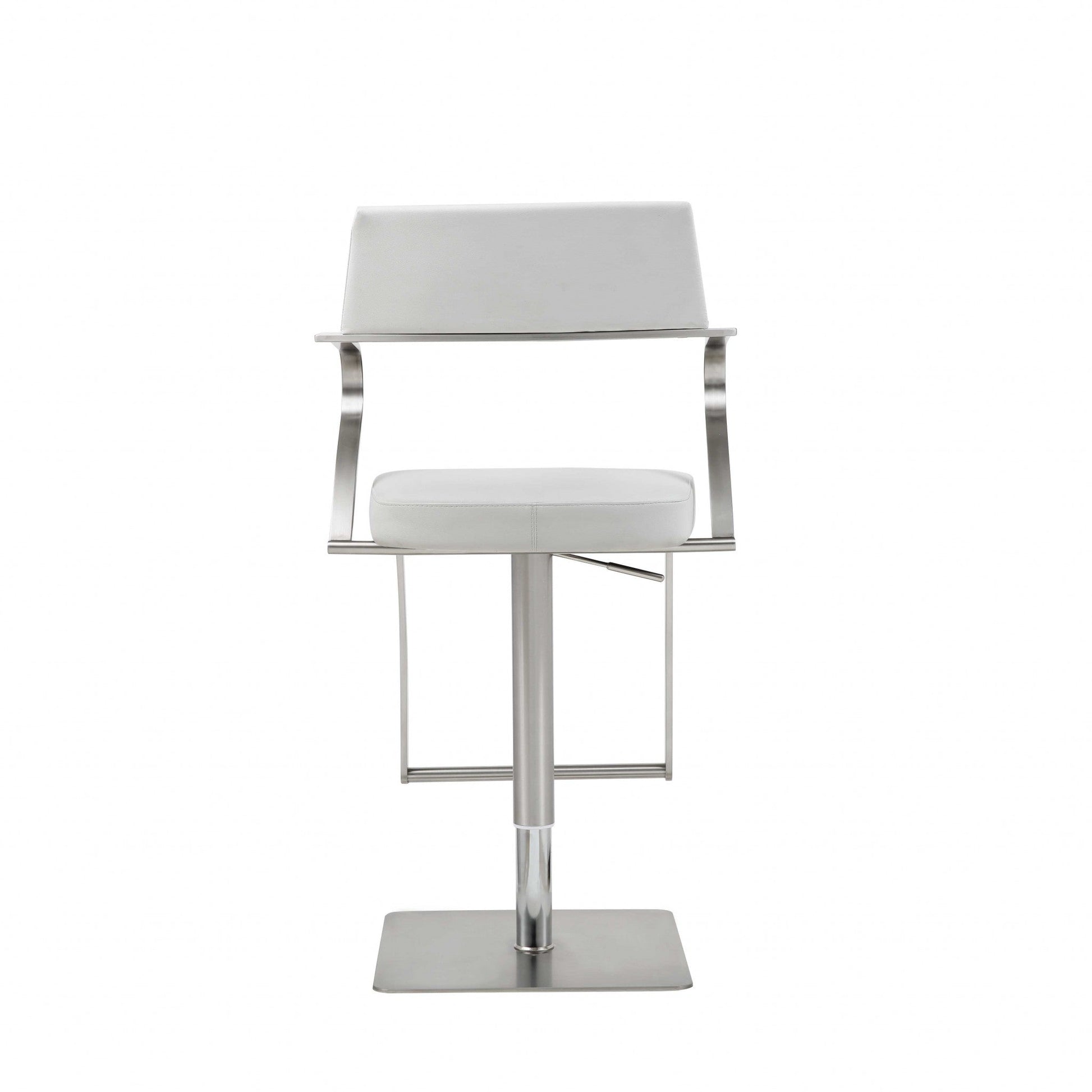 HomeRoots 21 x 20 x 36-46 White Stainless Steel Bar Stool