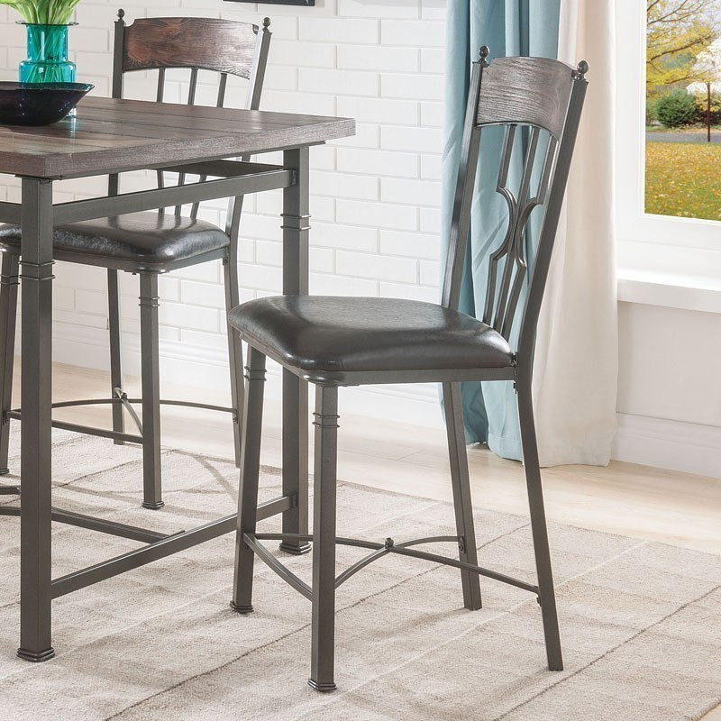 HomeRoots 21' x 20' x 44' 2-Piece Espresso And Dark Bronze Counter Height Chair