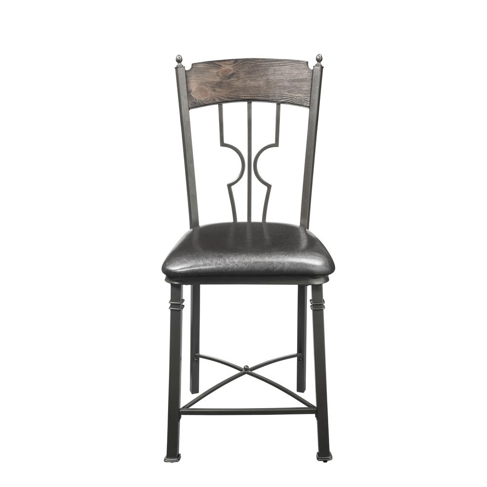 HomeRoots 21' x 20' x 44' 2-Piece Espresso And Dark Bronze Counter Height Chair