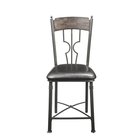 HomeRoots 21' x 20' x 44' 2-Piece Espresso And Dark Bronze Counter Height Chair
