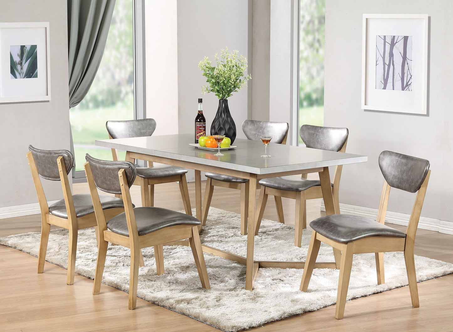 HomeRoots 21' x 24' x 34' 2-Piece Silver And Antique Beige Side Chair