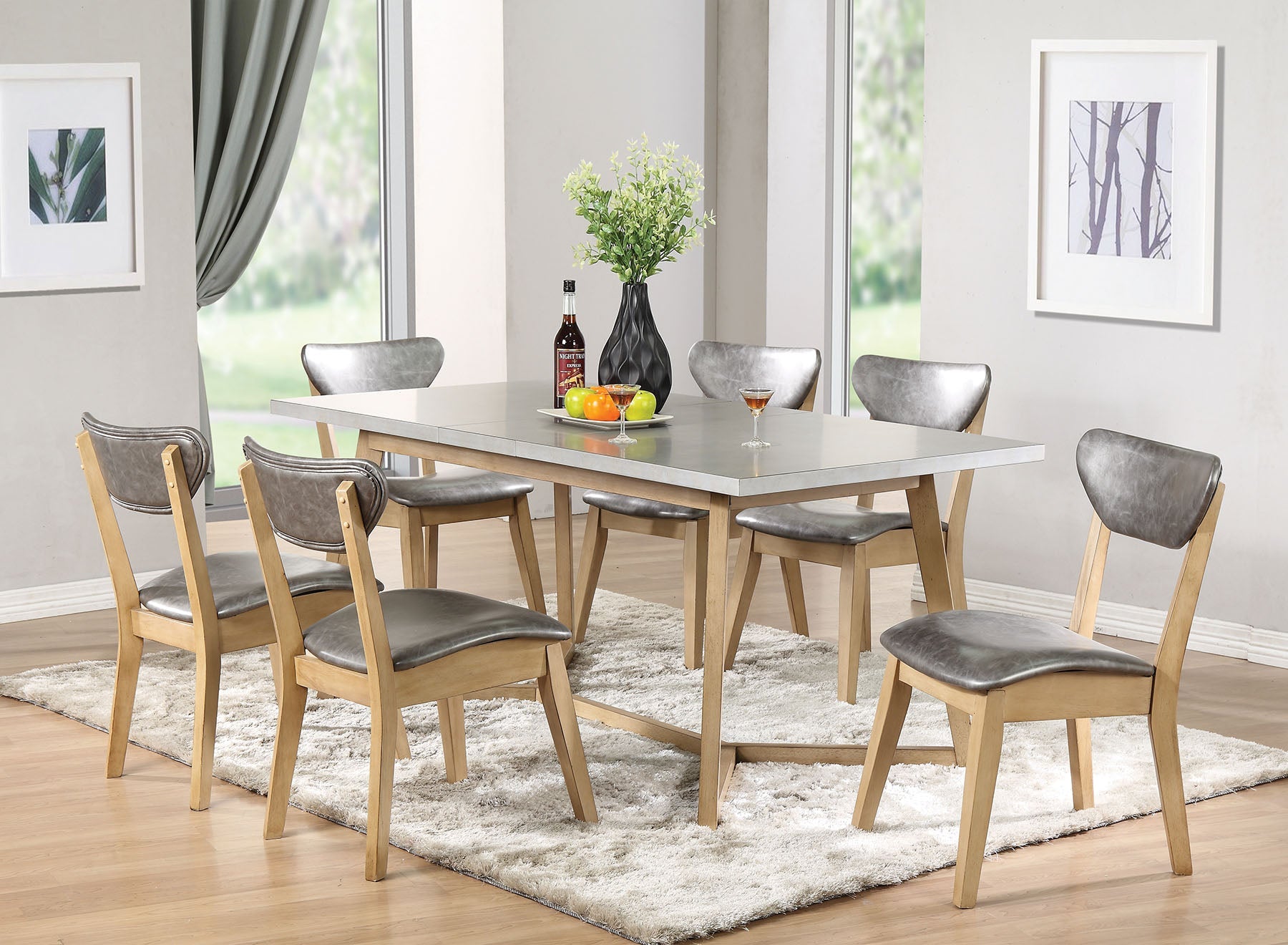HomeRoots 21' x 24' x 34' 2-Piece Silver And Antique Beige Side Chair