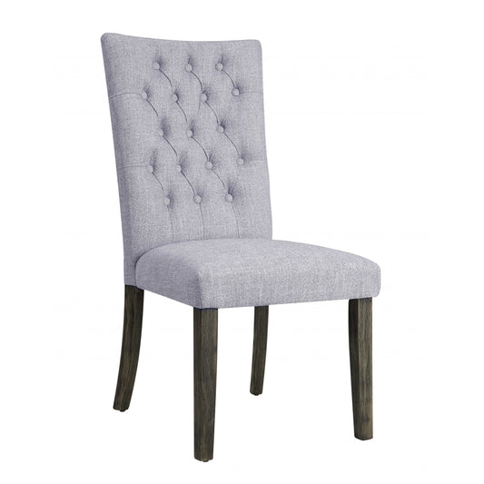 HomeRoots 21" x 25" x 45" Gray Fabric And Gray Oak Side Chair In Set Of Two