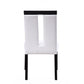 HomeRoots 21" x 26" x 39" Black Wood Side Chair With White Faux Leather Upholstered Seat