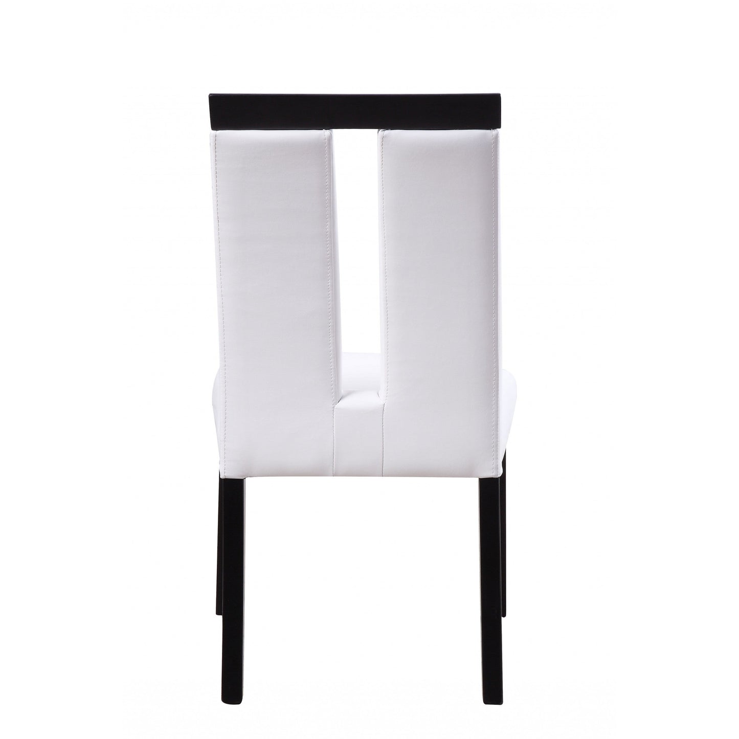 HomeRoots 21" x 26" x 39" Black Wood Side Chair With White Faux Leather Upholstered Seat