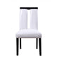 HomeRoots 21" x 26" x 39" Black Wood Side Chair With White Faux Leather Upholstered Seat