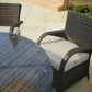 HomeRoots 211" x 55" x 32" Brown Outdoor Dining Set With Washed Cushion in 7-Piece Set
