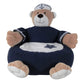 HomeRoots 21.65" x 21.65" x 19.68" Bear Chair With White and Navy Blue Finish