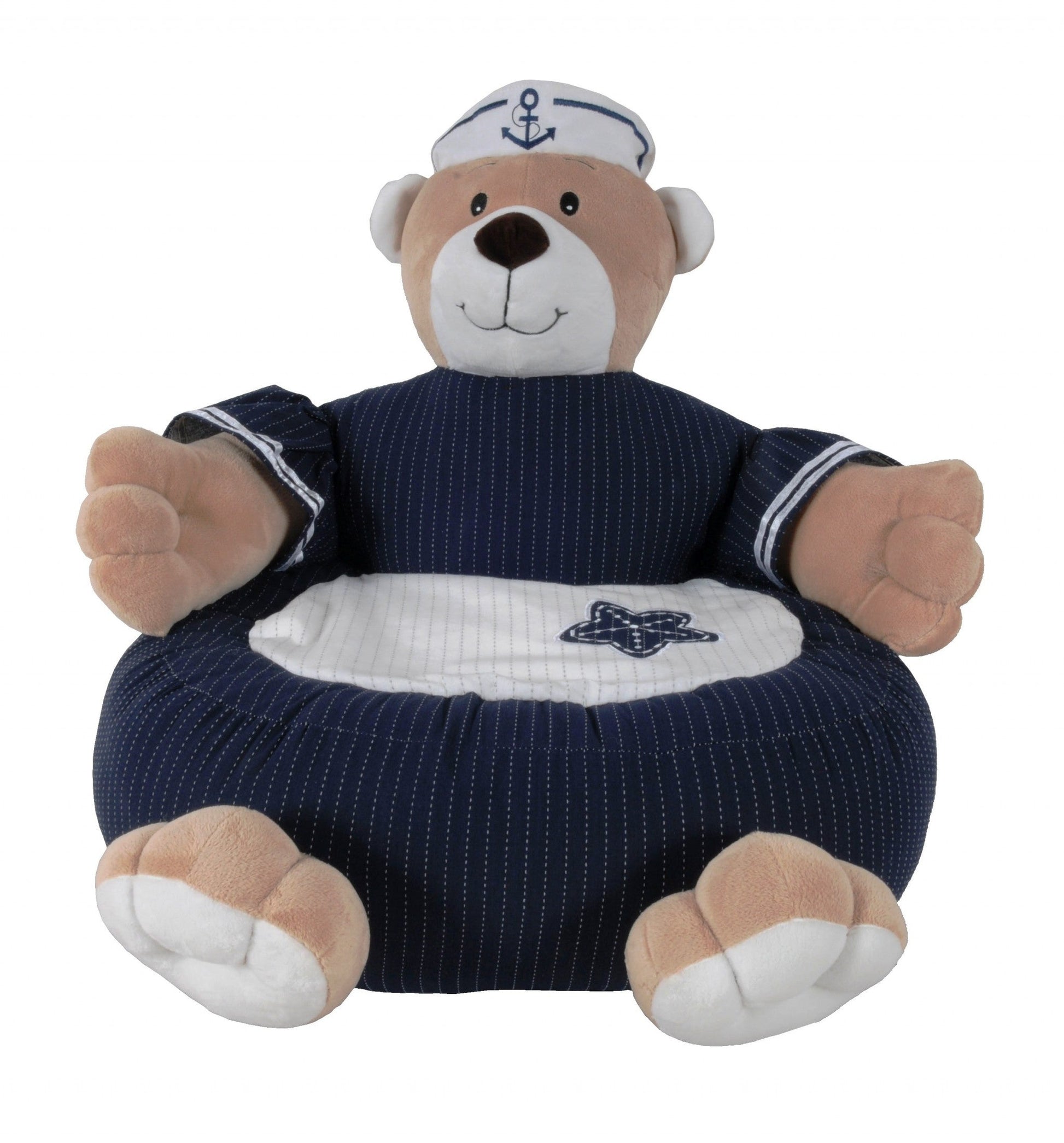 HomeRoots 21.65" x 21.65" x 19.68" Bear Chair With White and Navy Blue Finish